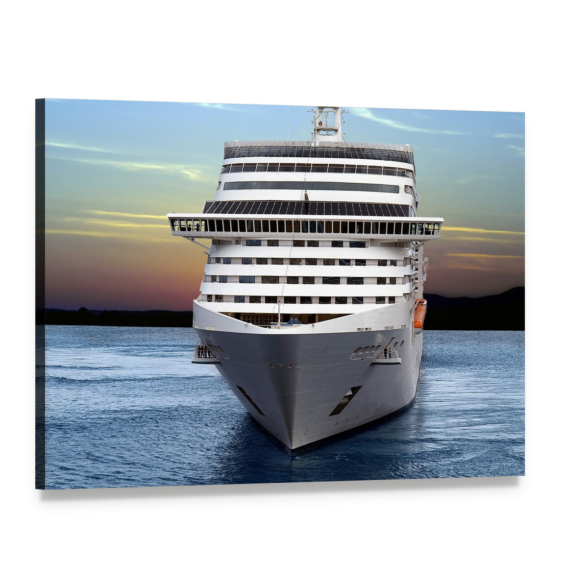 Luxury Cruise Ship at Sunset Canvas Wall Art, single panel gallery wrapped canvas, angled product view