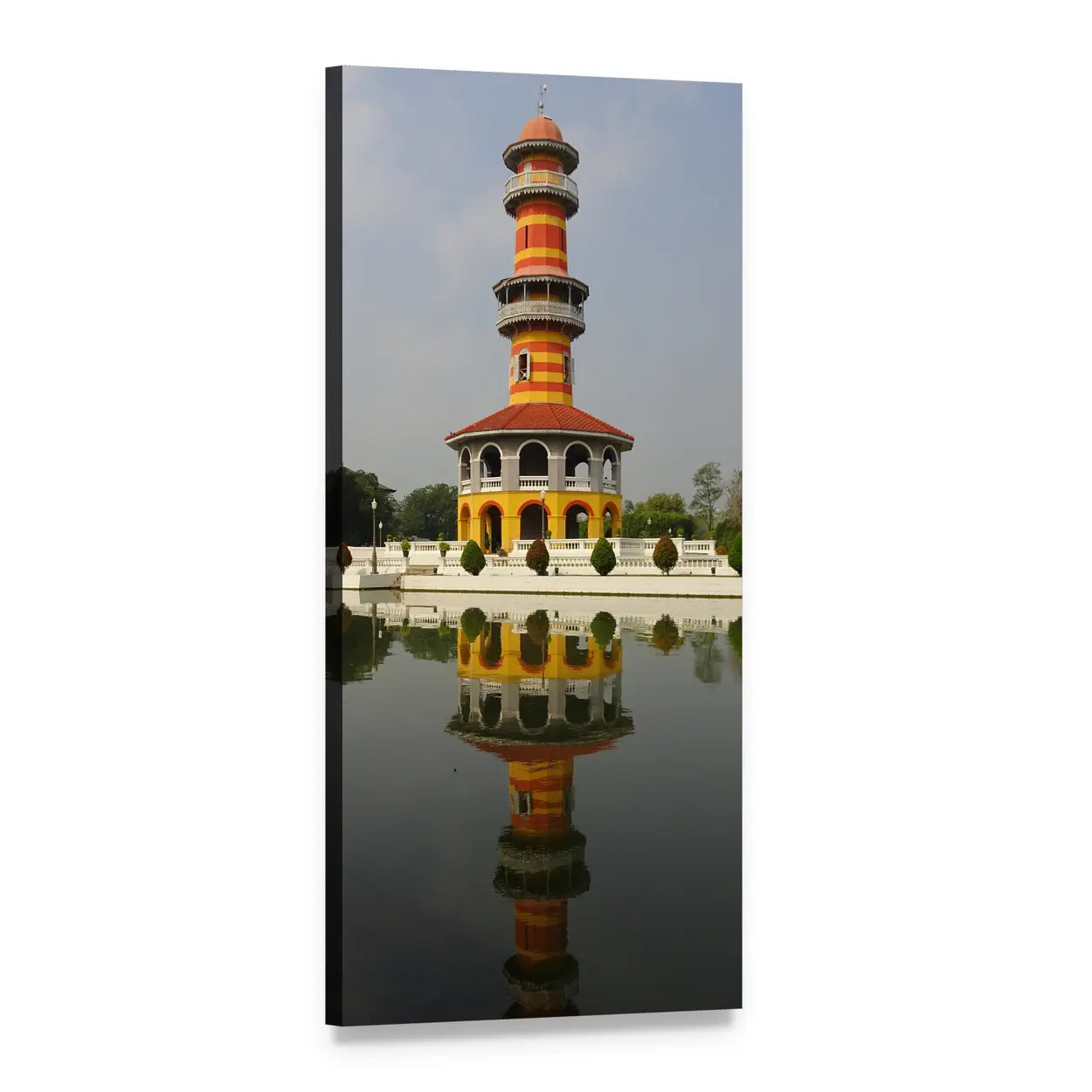 Royal Summer Palace Bang Pa In Vertical Canvas Wall Art, 1 panel 1 Vertical layout gallery wrapped canvas set, angled product view