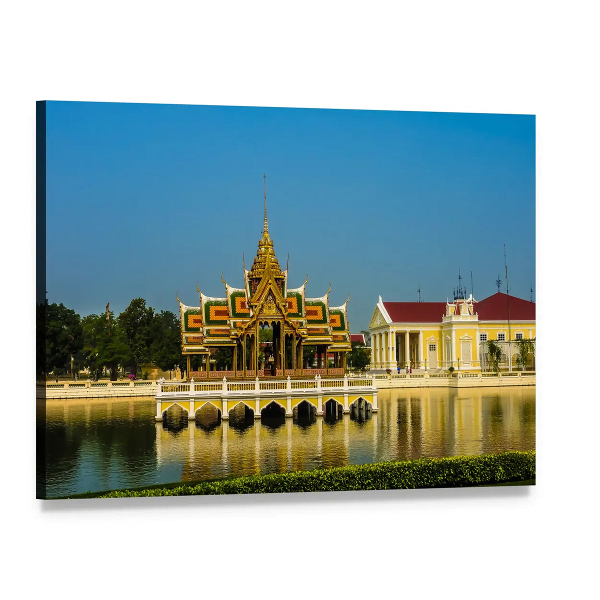 Bang Pa-in Royal Summer Palace View Canvas Wall Art, single panel gallery wrapped canvas, angled product view