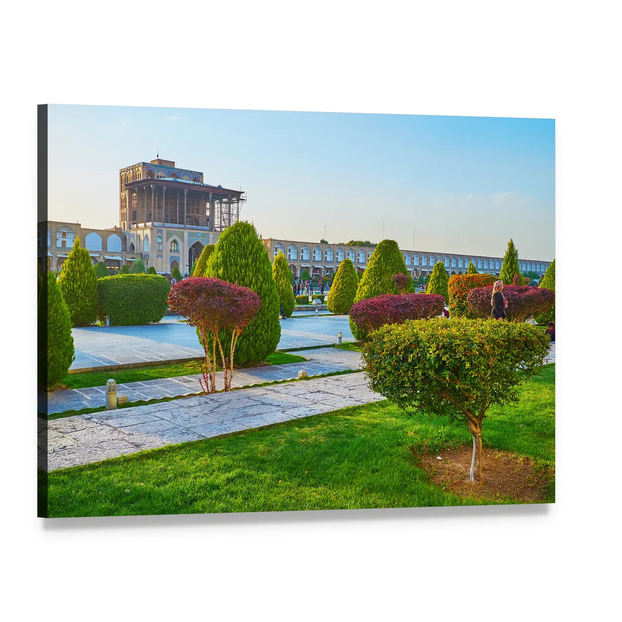 Qapu Palace Garden with Stone Pathway Canvas Wall Art, single panel gallery wrapped canvas, angled product view