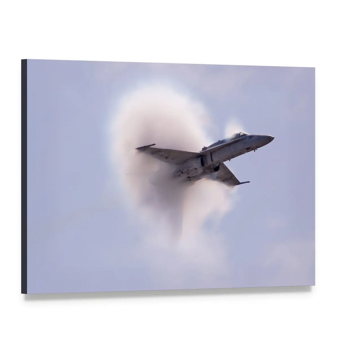 Supersonic Fighter Jet with Vapor Cone Canvas Wall Art, single panel gallery wrapped canvas, angled product view