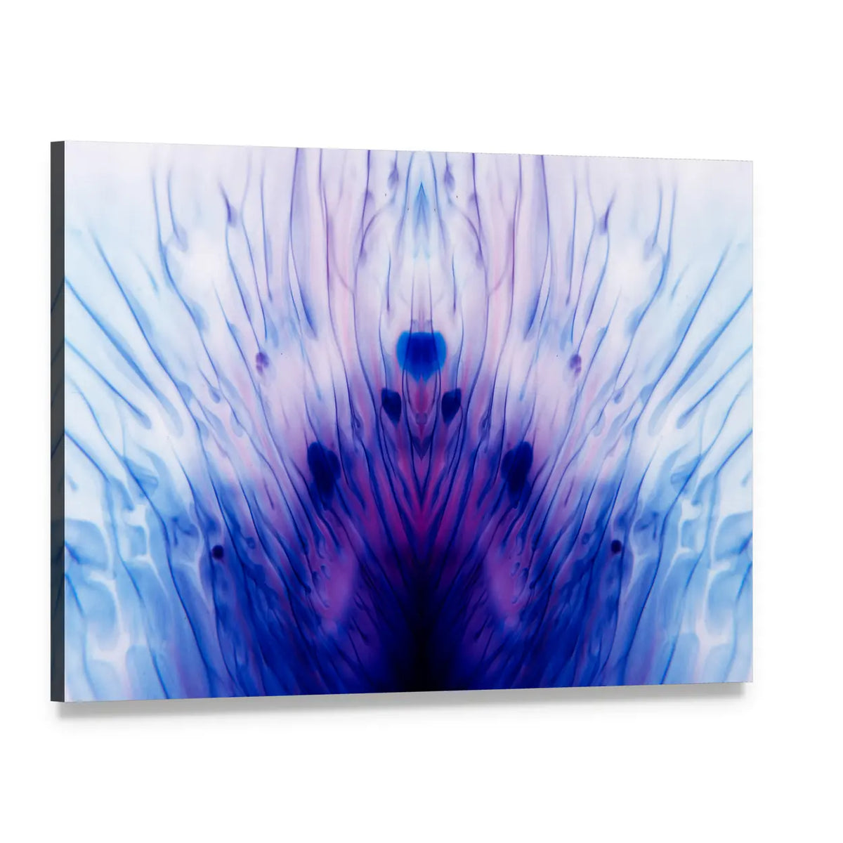 Blue Lotus Mandala Abstract Canvas Wall Art, single panel gallery wrapped canvas, angled product view