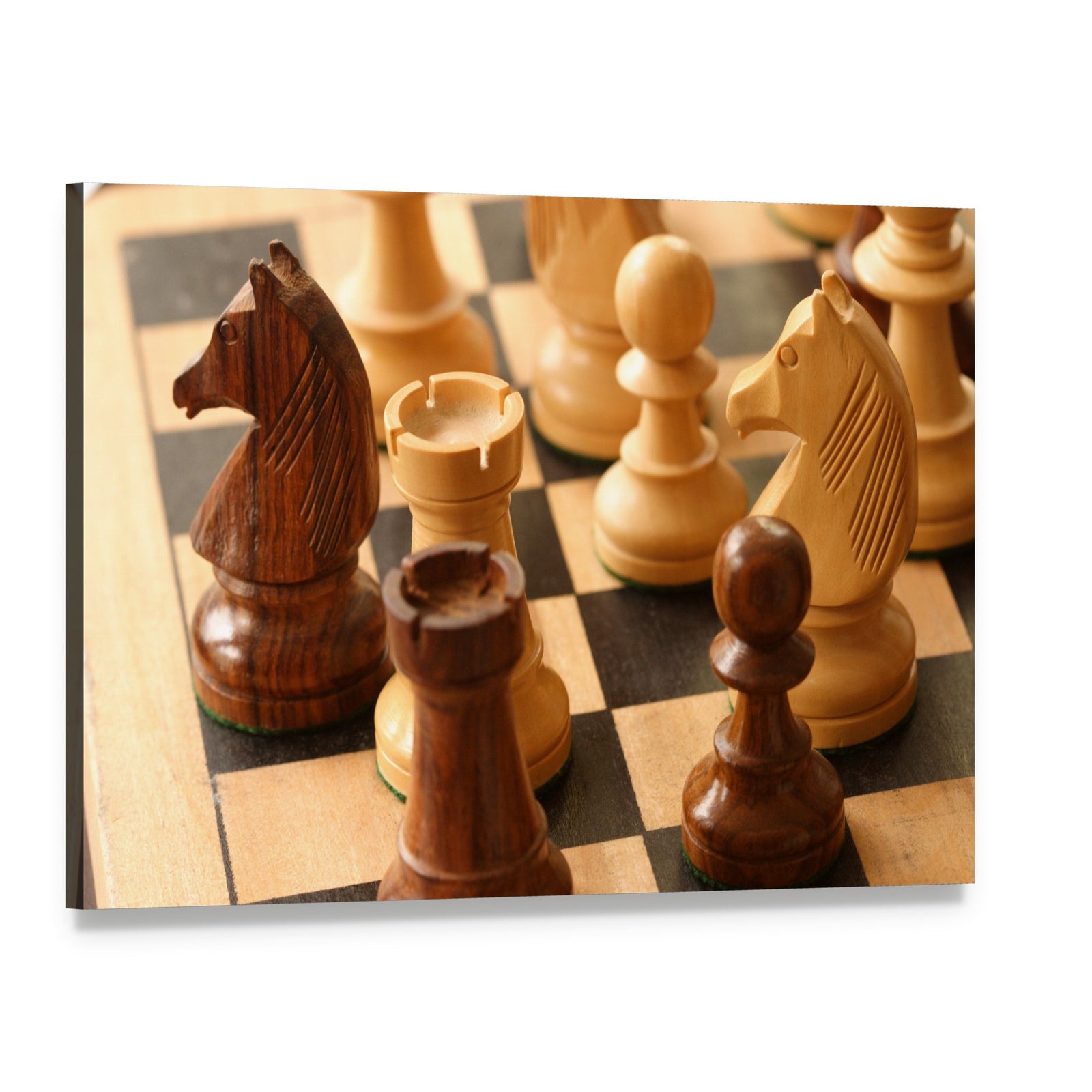 Game of Chess Canvas Wall Art, single panel gallery wrapped canvas, angled product view