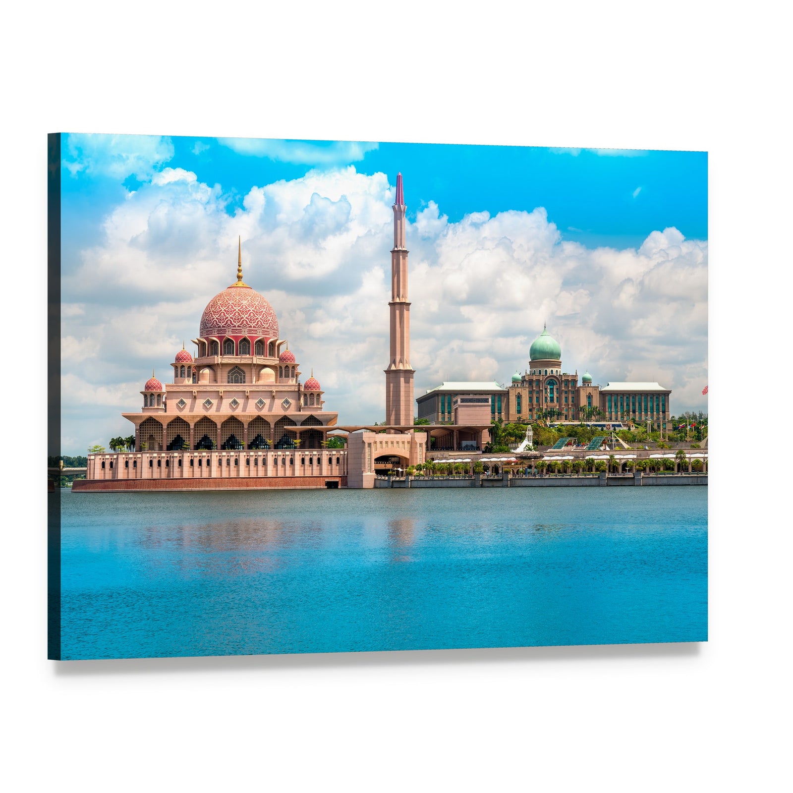 Putra Mosque Kuala Lumpur Canvas Wall Art, single panel gallery wrapped canvas, angled product view