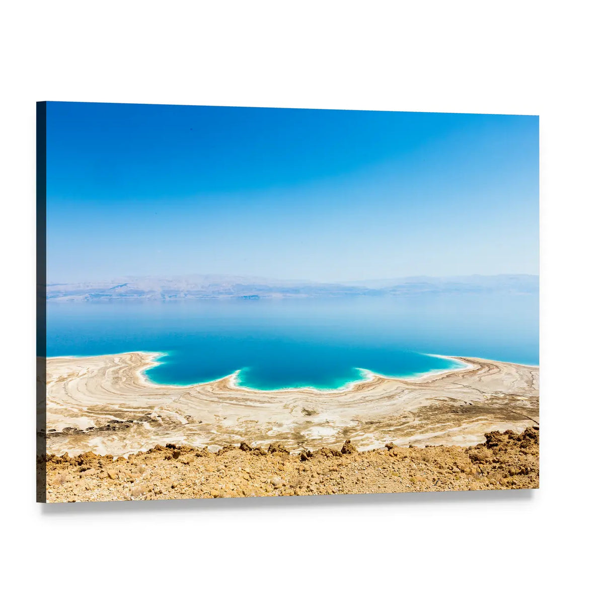 Dead Sea Salt Crystals on Shoreline Canvas Wall Art, single panel gallery wrapped canvas, angled product view