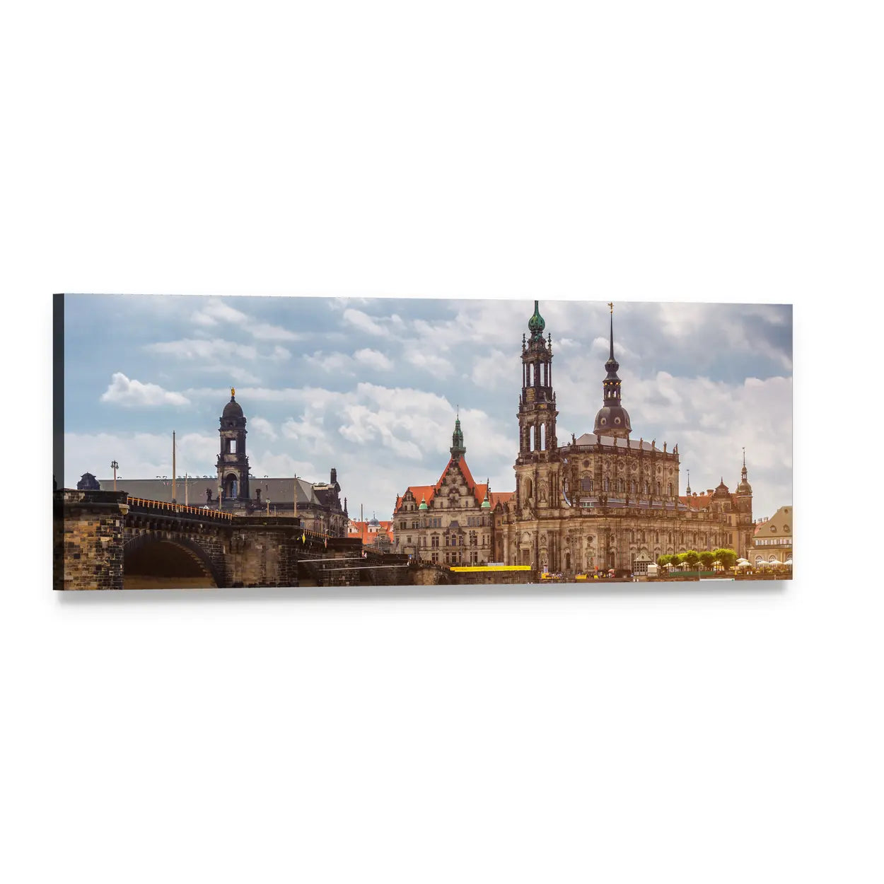Dresden City Skyline Panoramic Canvas Wall Art, single panel gallery wrapped canvas, angled product view