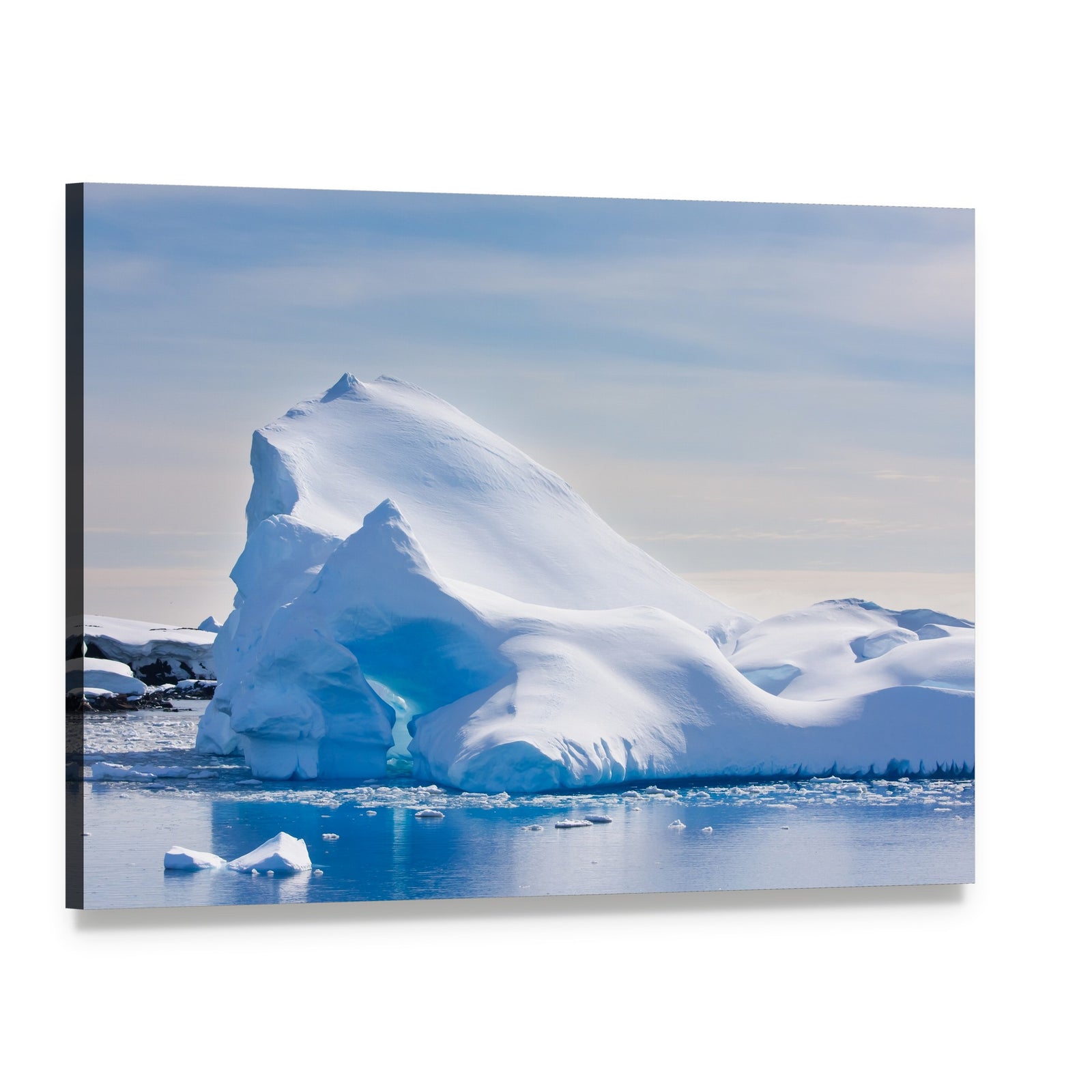 Antarctic Iceberg in the Snow Canvas Wall Art, single panel gallery wrapped canvas, angled product view