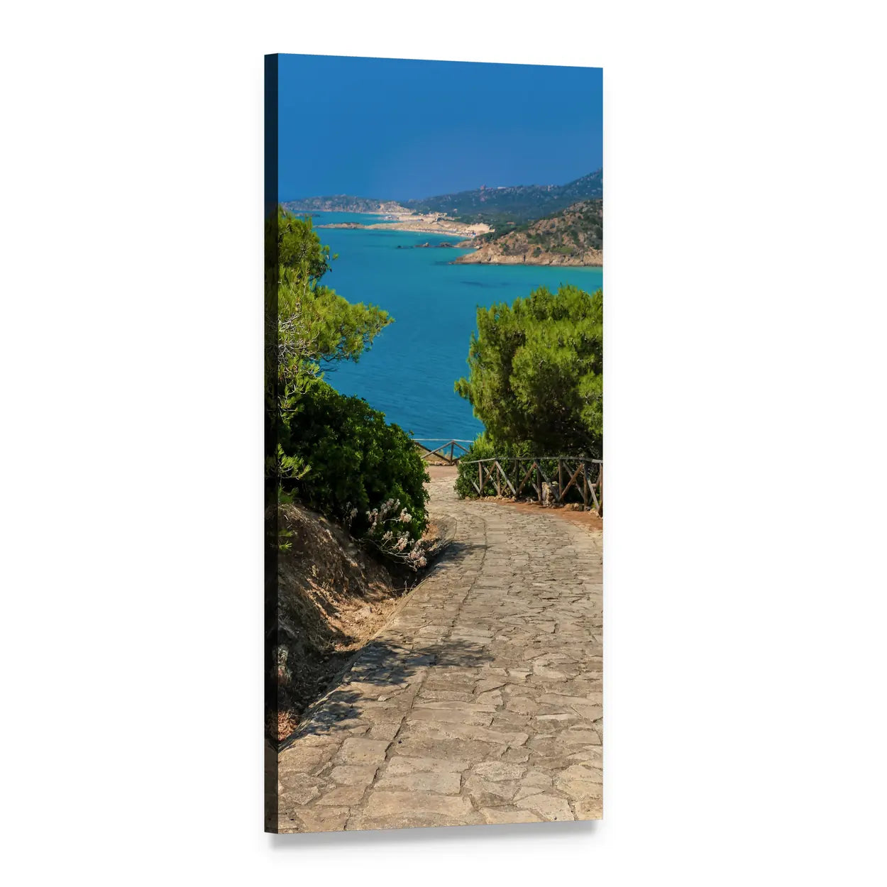 Stone Path to Sea View Vertical Canvas Wall Art, 1 panel 1 Vertical layout gallery wrapped canvas set, angled product view
