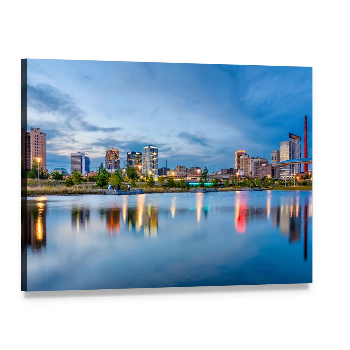 Birmingham Downtown Skyline Canvas Wall Art, single panel gallery wrapped canvas, angled product view