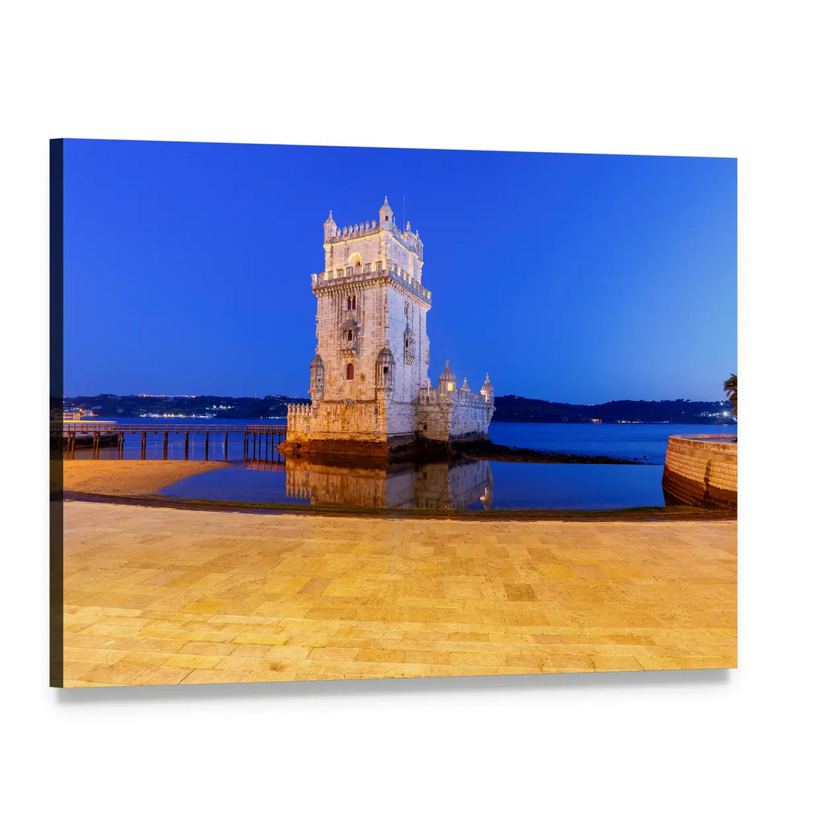 Belem Tower at Twilight Canvas Wall Art, single panel gallery wrapped canvas, angled product view