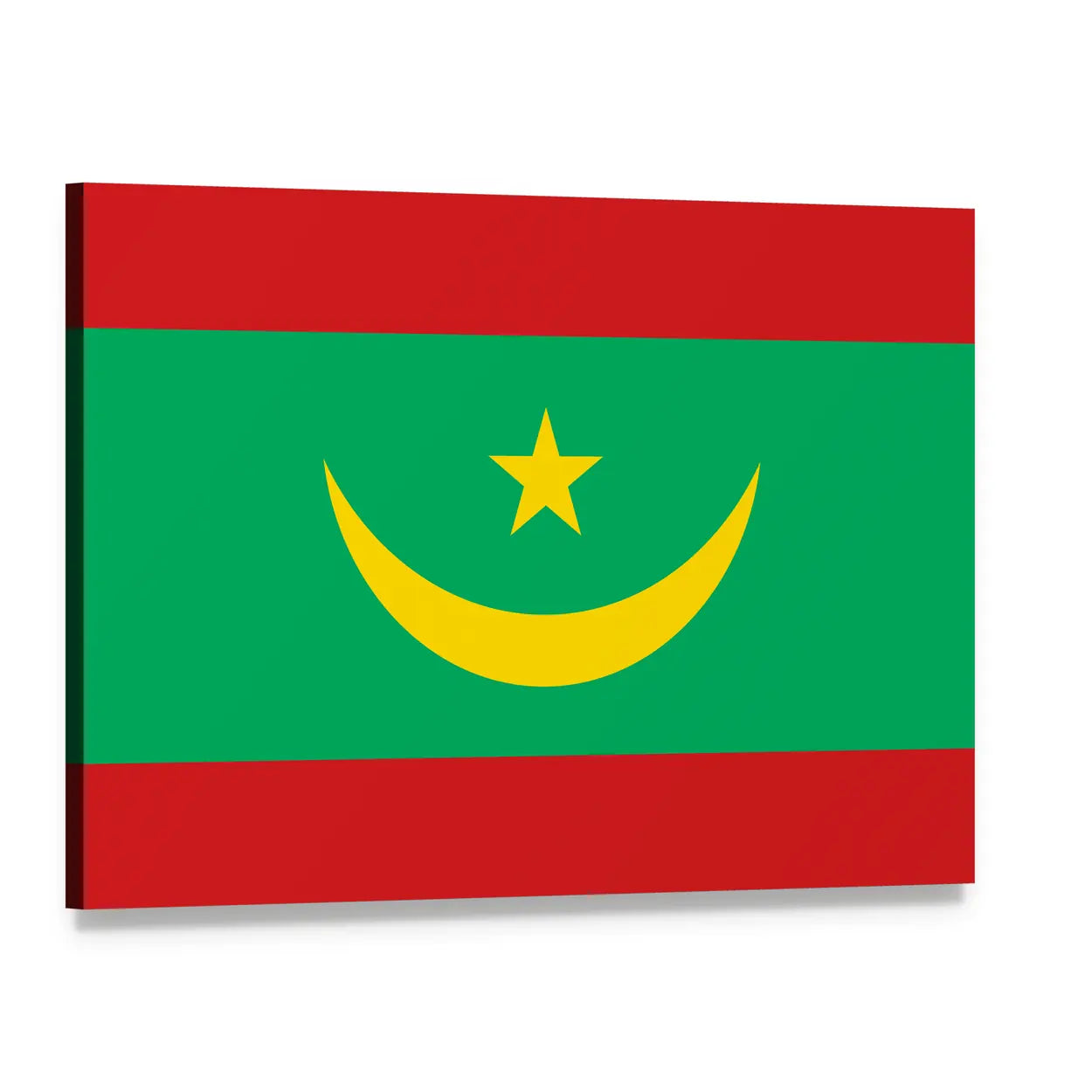 Flag of Mauritania Canvas Wall Art, single panel gallery wrapped canvas, angled product view