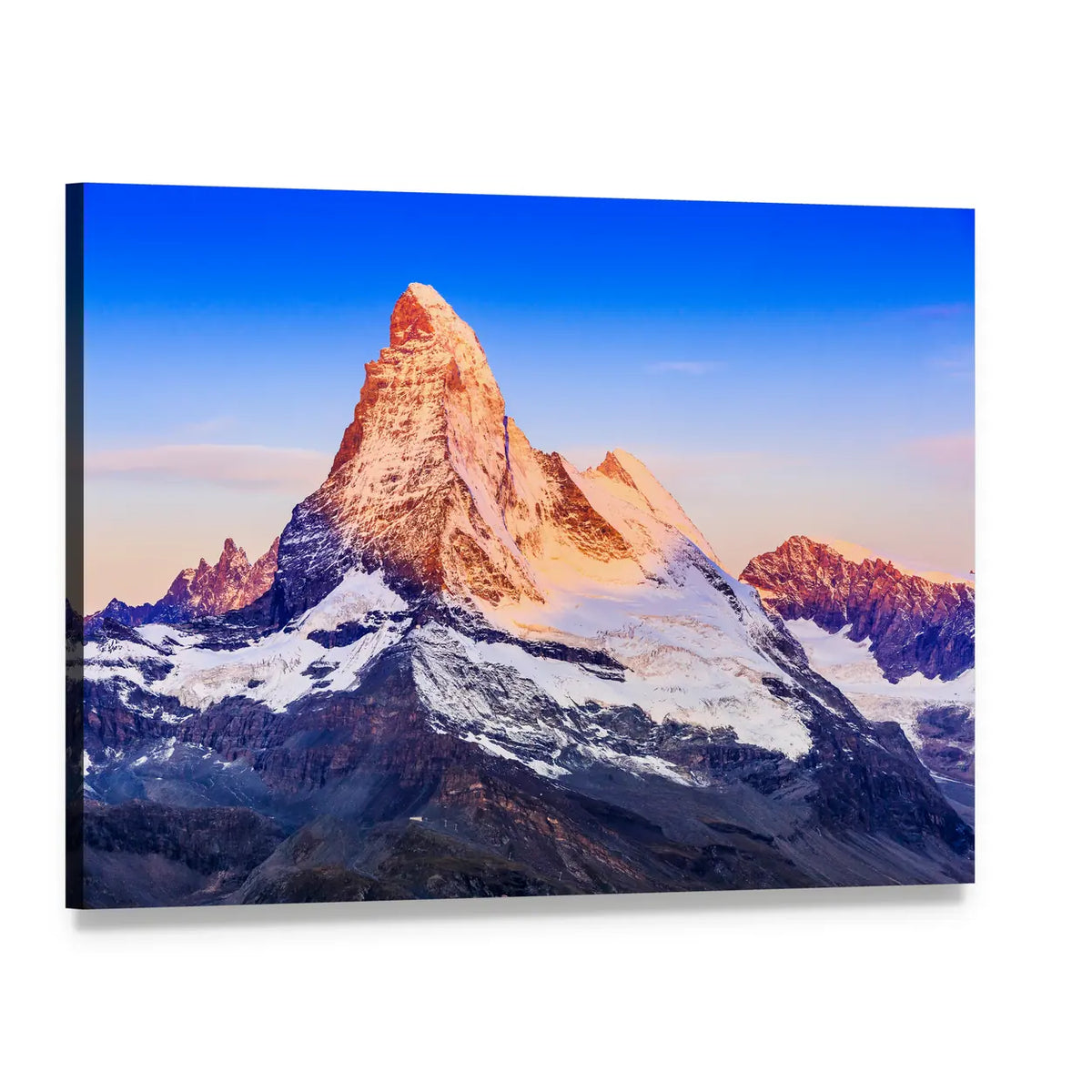 Matterhorn At Sunrise Canvas Wall Art, single panel gallery wrapped canvas, angled product view