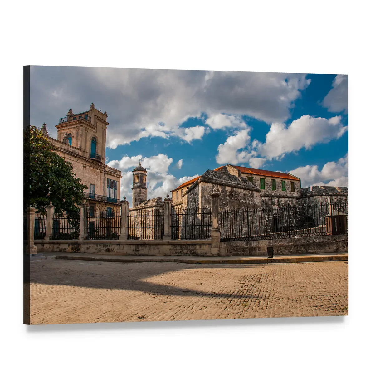 Old Fortress Castle Havana Canvas Wall Art, single panel gallery wrapped canvas, angled product view