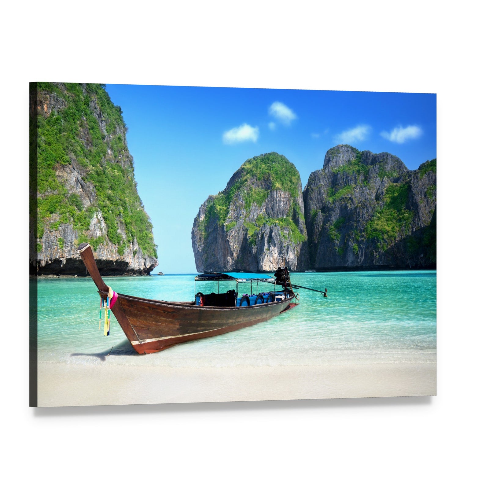 Maya Bay, Phi Phi Island Seascape Canvas Wall Art, single panel gallery wrapped canvas, angled product view