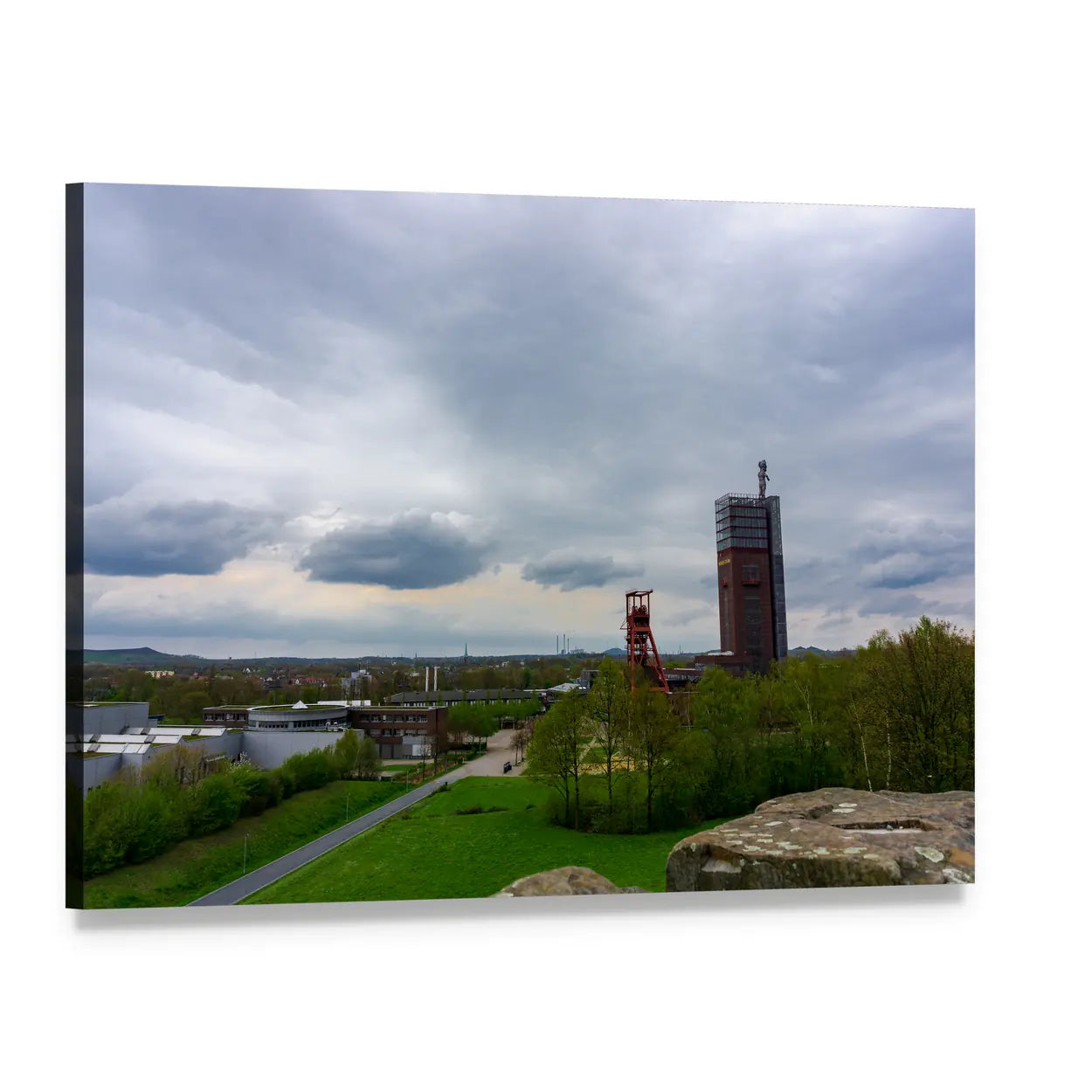 Gelsenkirchen Coal Mine with Brick Tower Canvas Wall Art, single panel gallery wrapped canvas, angled product view