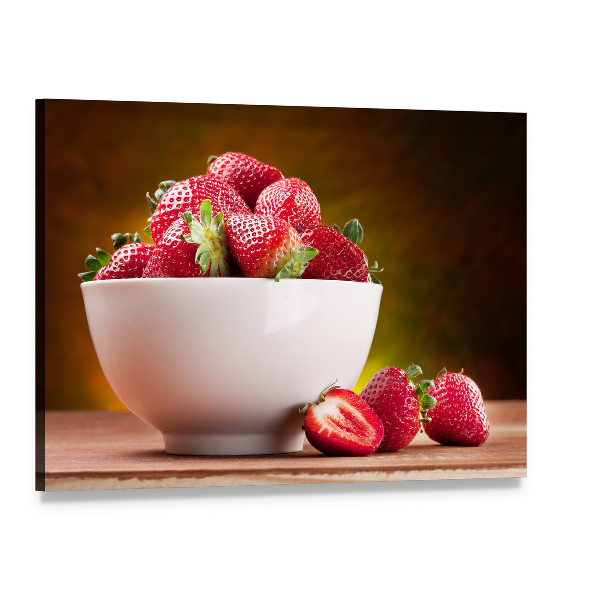 Strawberries in a Bowl Canvas Wall Art, single panel gallery wrapped canvas, angled product view