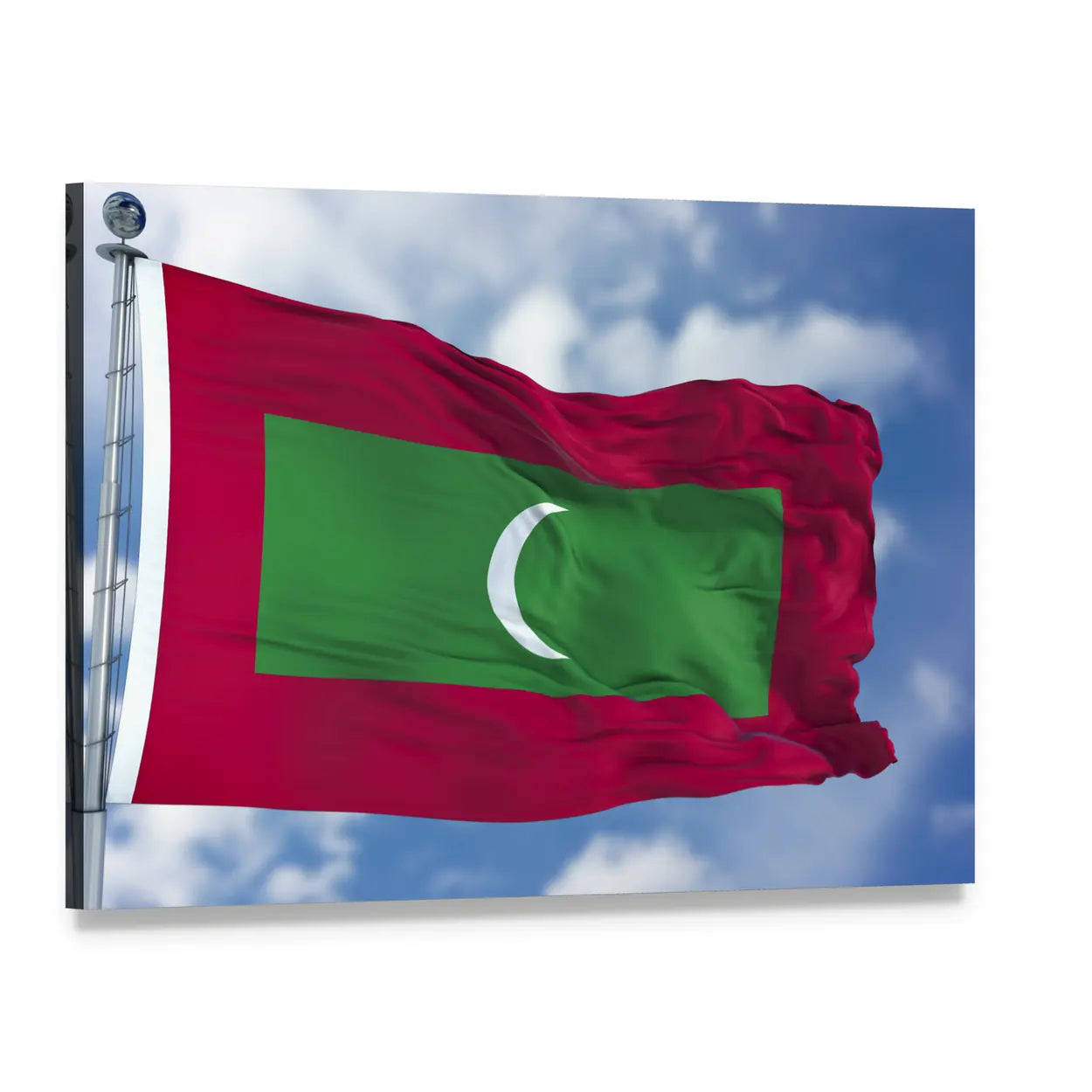 Waving Maldives Flag Canvas Wall Art, single panel gallery wrapped canvas, angled product view