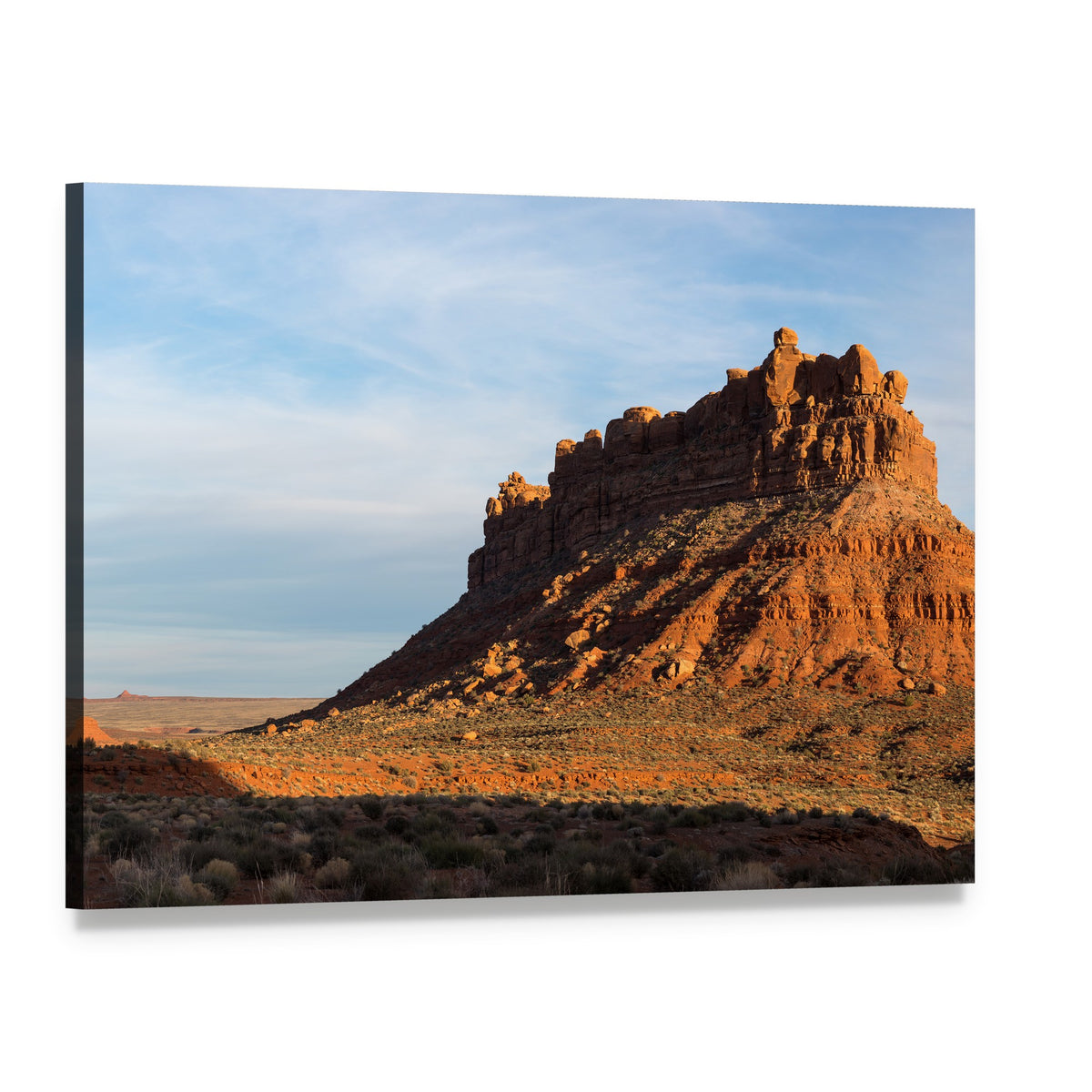 Desert Rock Formation in Late Afternoon Light Canvas Wall Art, single panel gallery wrapped canvas, angled product view
