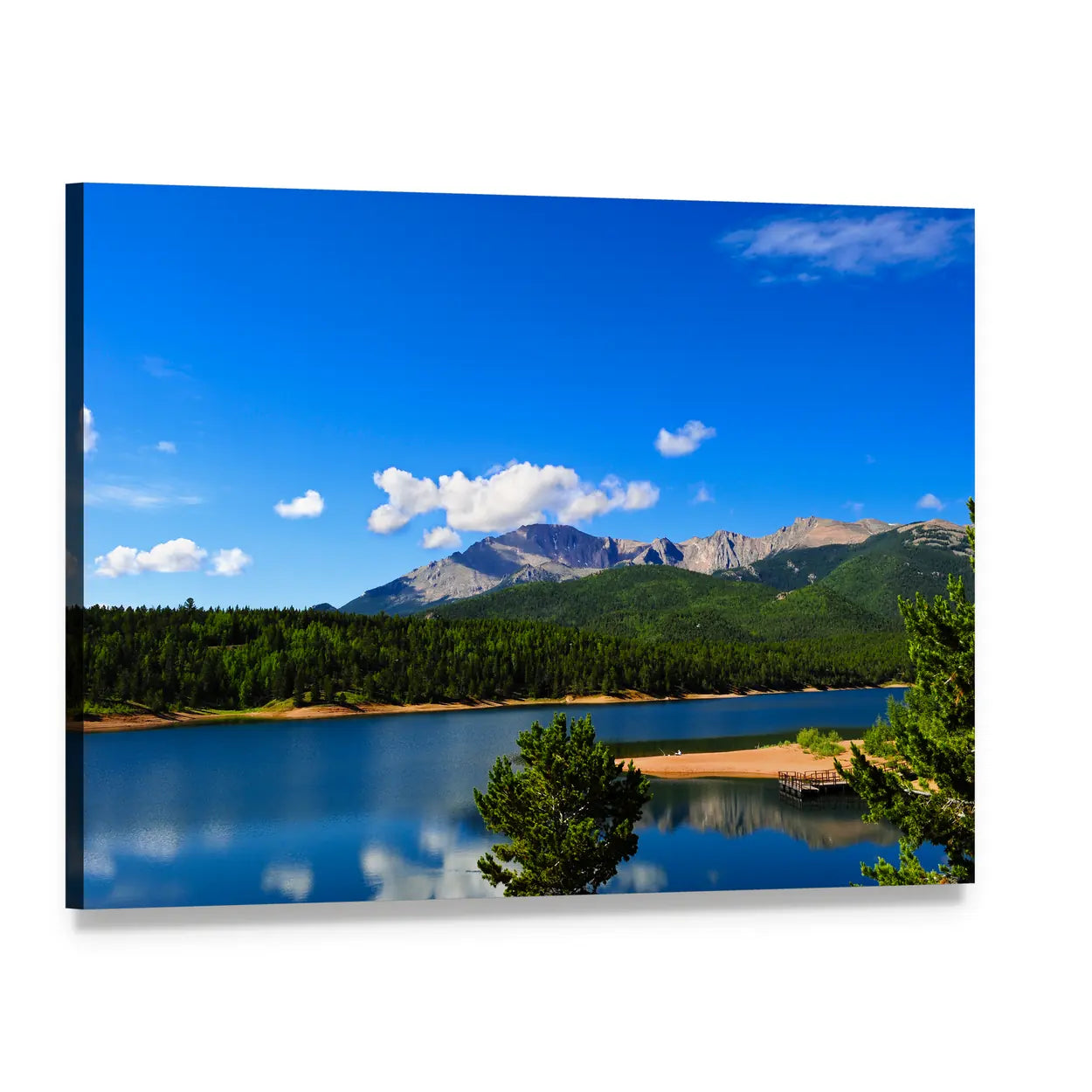 Reservoir Near Pikes Peak Canvas Wall Art, single panel gallery wrapped canvas, angled product view