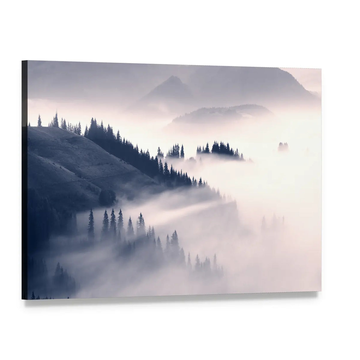 Foggy Carpathians In Ukraine Canvas Wall Art, single panel gallery wrapped canvas, angled product view