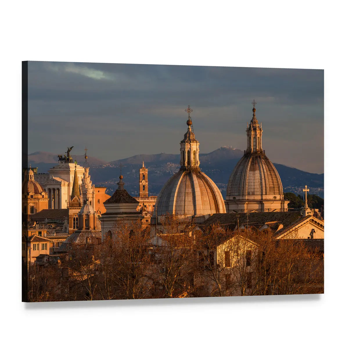 Rome Historic Center at Sunset Canvas Wall Art, single panel gallery wrapped canvas, angled product view