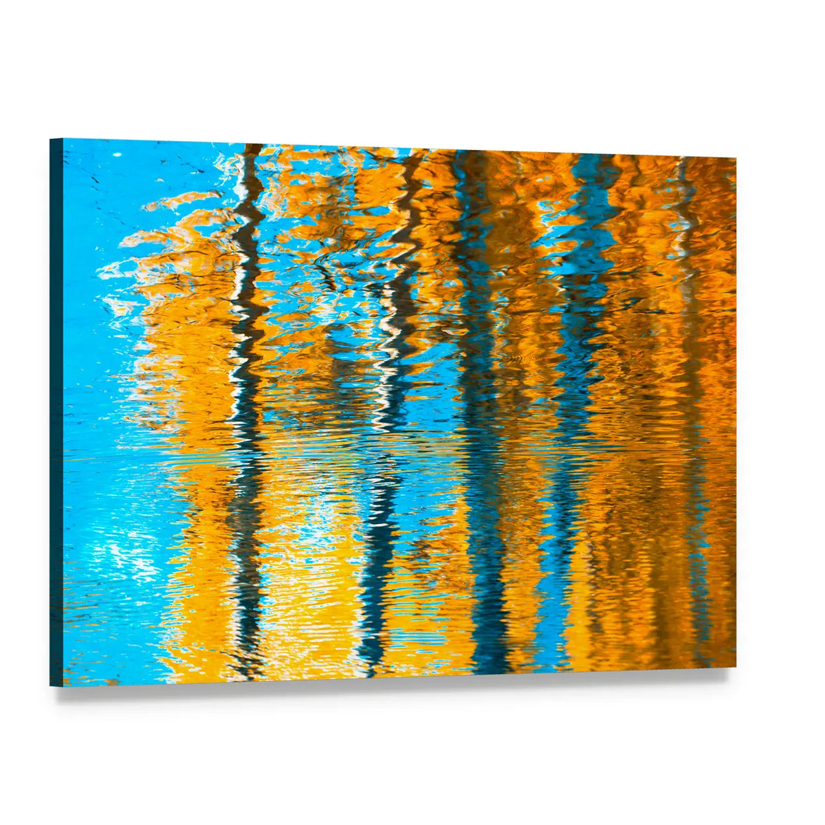 Autumn Reflections In Water Canvas Wall Art, single panel gallery wrapped canvas, angled product view