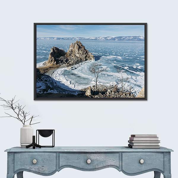View Of Rock Formations On Lake Baikal Canvas Wall Art