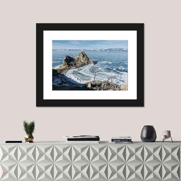 View Of Rock Formations On Lake Baikal Canvas Wall Art