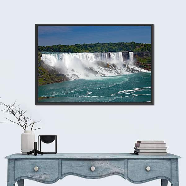 Wide View Of Niagara Falls From The Canadian Side Canvas Wall Art