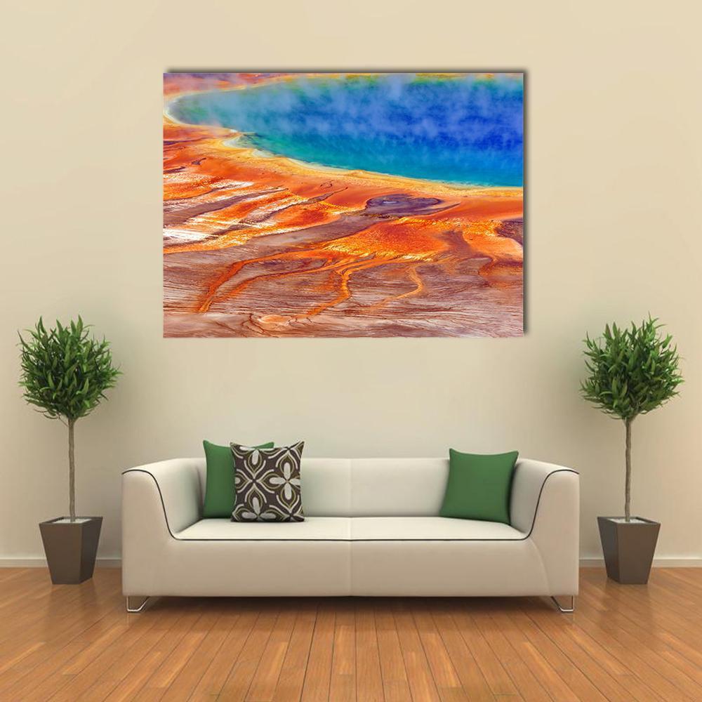 Watercolor Grand Prismatic Spring Canvas Wall Art-4 Horizontal-Gallery Wrap-34" x 24"-Tiaracle
