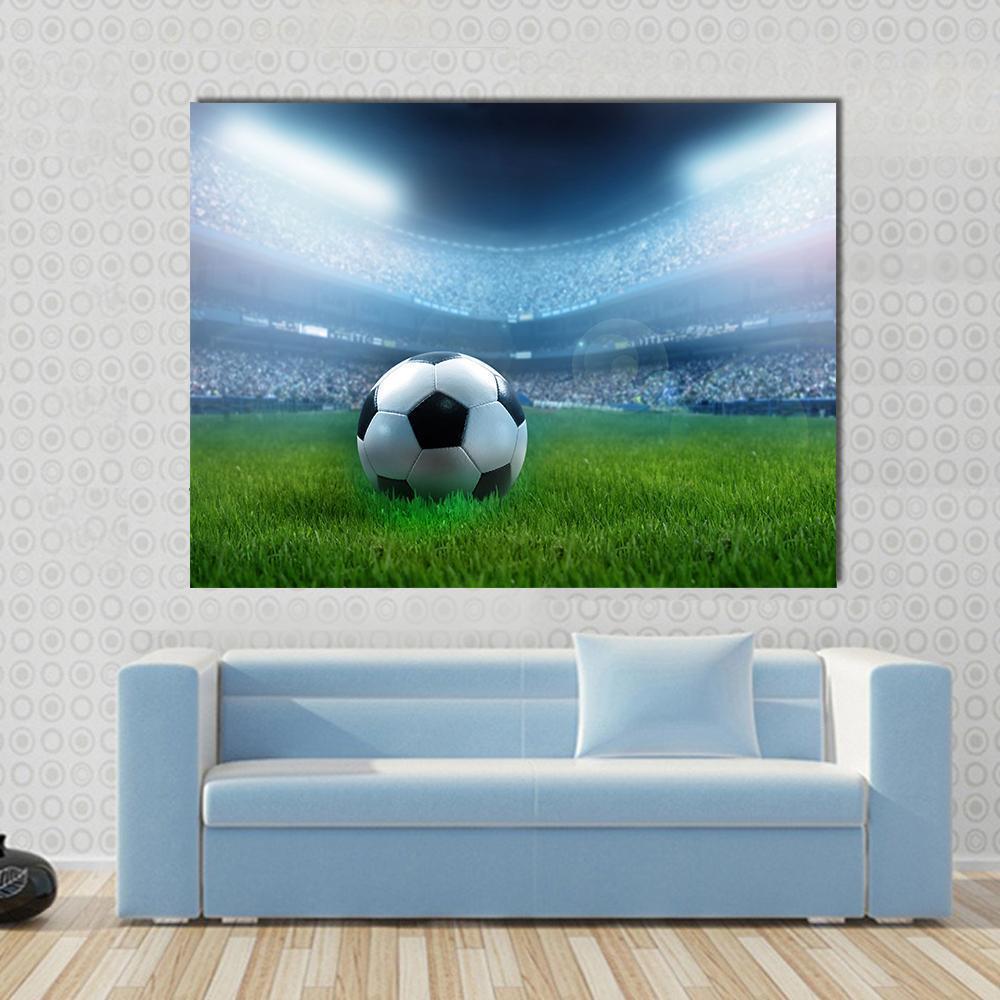 Close Up Of Football Canvas Wall Art-1 Piece-Gallery Wrap-36&quot; x 24&quot;-Tiaracle