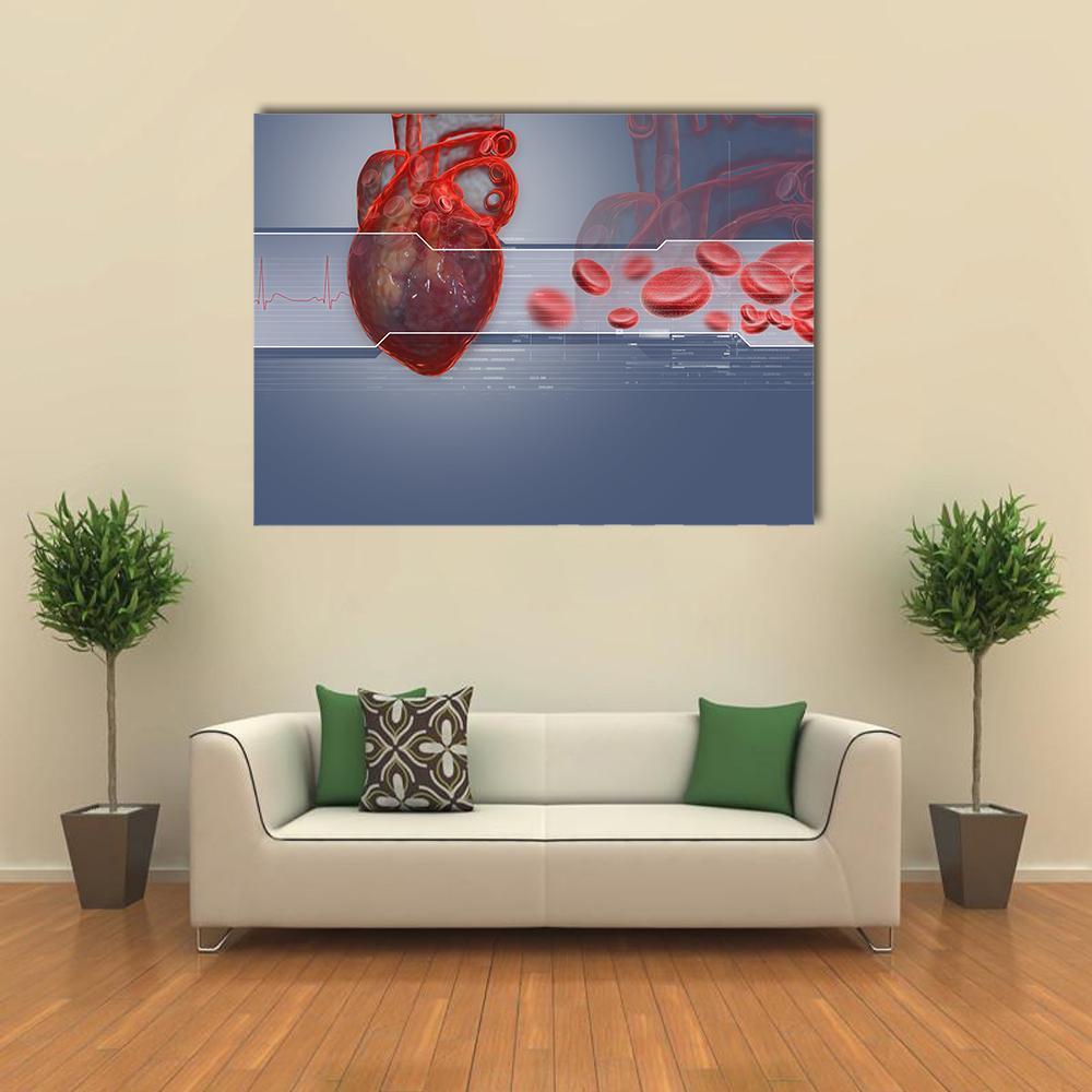 Human Heart Canvas Wall Art-1 Piece-Gallery Wrap-36" x 24"-Tiaracle