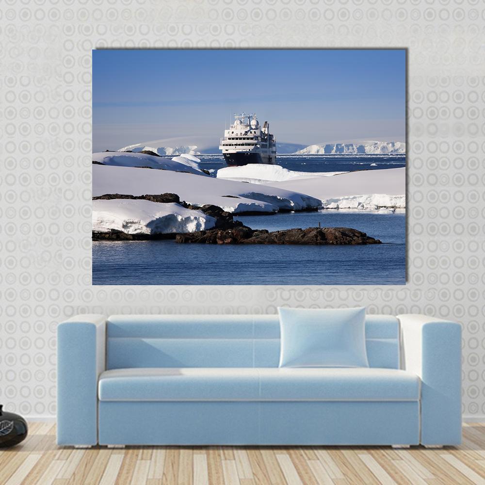 Cruise Ship In Antarctic Canvas Wall Art-1 Piece-Gallery Wrap-36" x 24"-Tiaracle