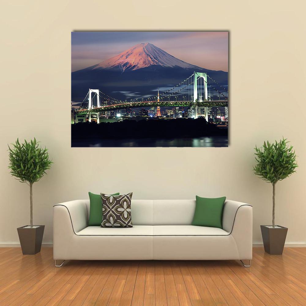 Mt Fuji Surreal View Canvas Wall Art-4 Horizontal-Gallery Wrap-34" x 24"-Tiaracle