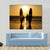 Surfer Couple Holding Long Surf Boards At Sunset On Beach Canvas Wall Art-4 Horizontal-Gallery Wrap-34" x 24"-Tiaracle