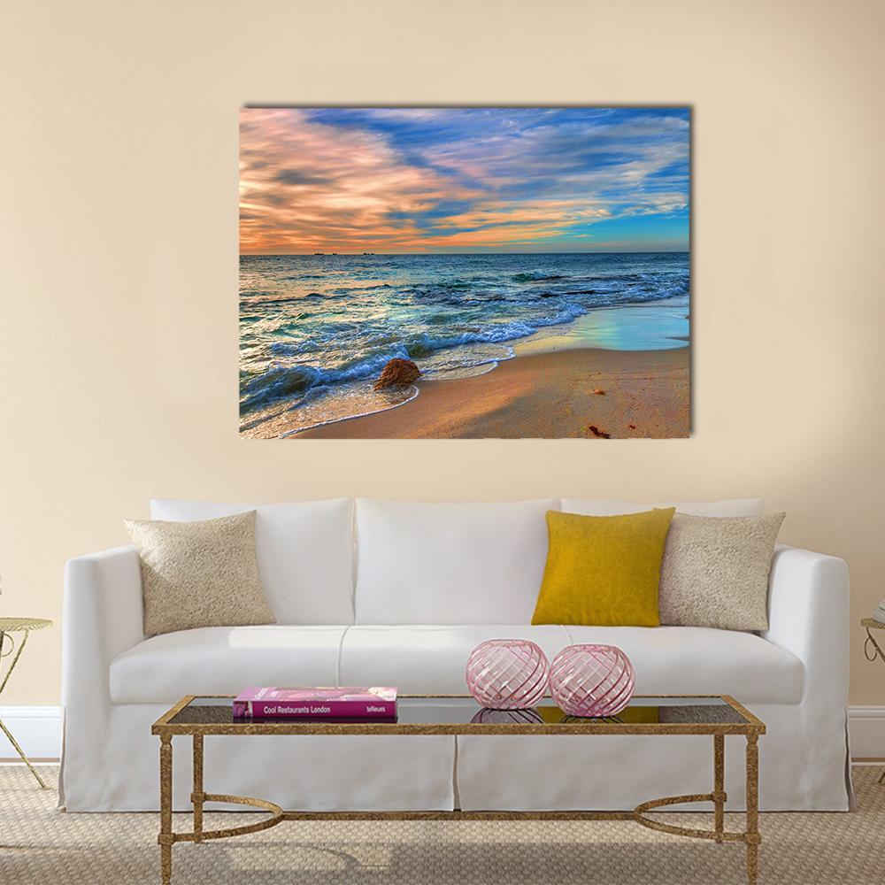 Sunset Beach Perth Western Australia Canvas Wall Art-4 Horizontal-Gallery Wrap-34" x 24"-Tiaracle