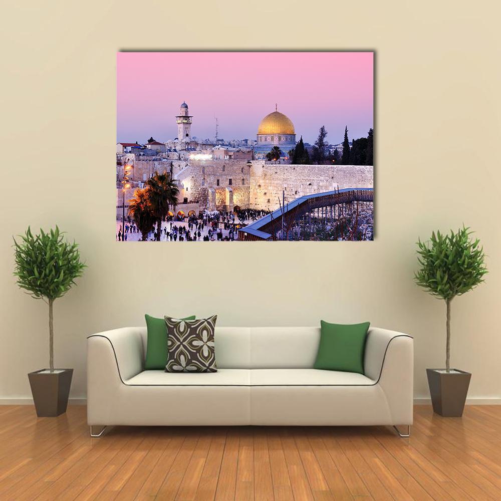 Al Aqsa Mosque Canvas Wall Art-4 Horizontal-Gallery Wrap-34" x 24"-Tiaracle