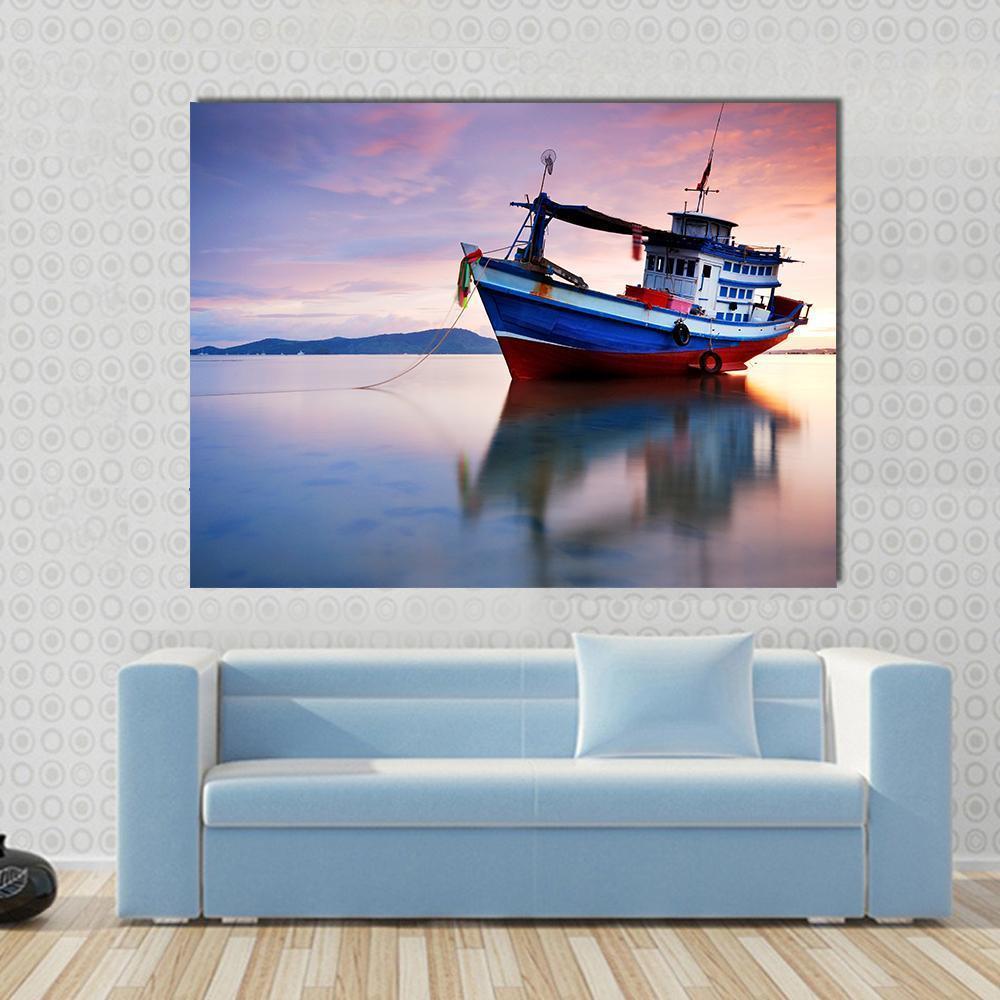 Thai Fishing Boat Canvas Wall Art-1 Piece-Gallery Wrap-36" x 24"-Tiaracle