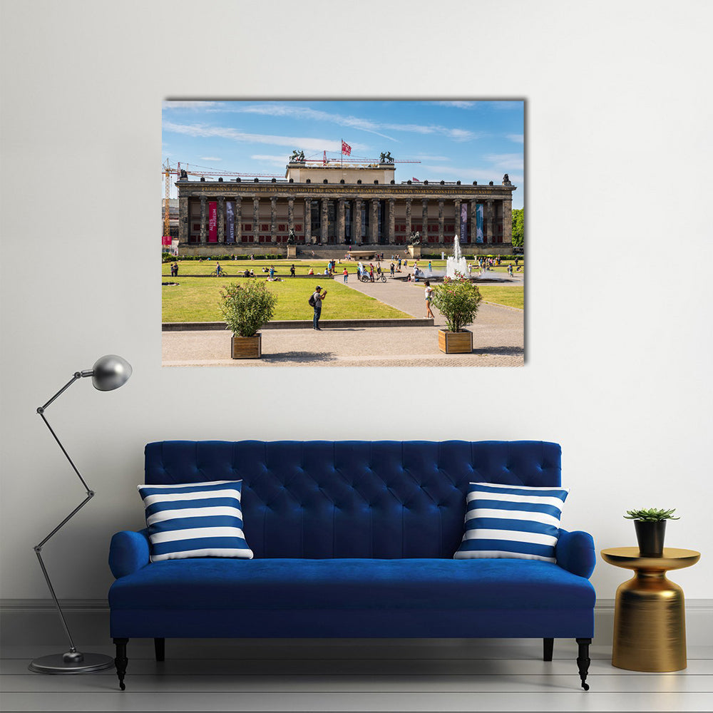 People Infront Of Altesmuseum Canvas Wall Art