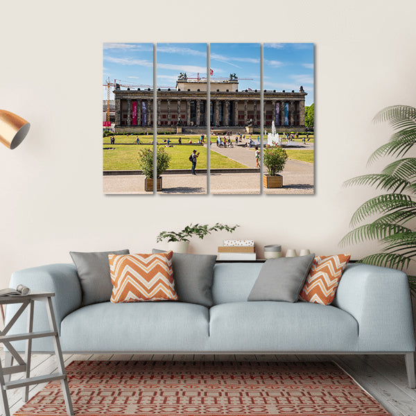 People Infront Of Altesmuseum Canvas Wall Art