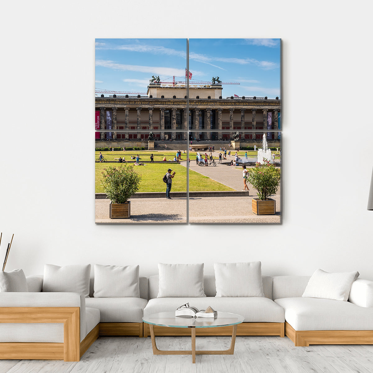 People Infront Of Altesmuseum Canvas Wall Art