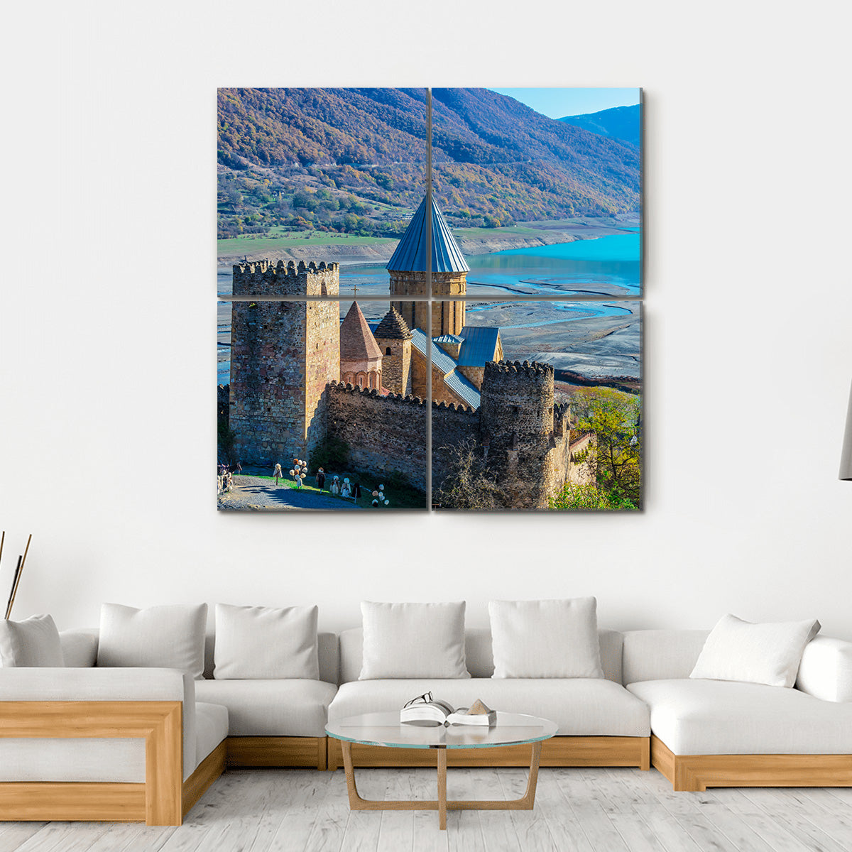 Ananuri Castle Canvas Wall Art-4 Square-Gallery Wrap-17" x 17"-Tiaracle
