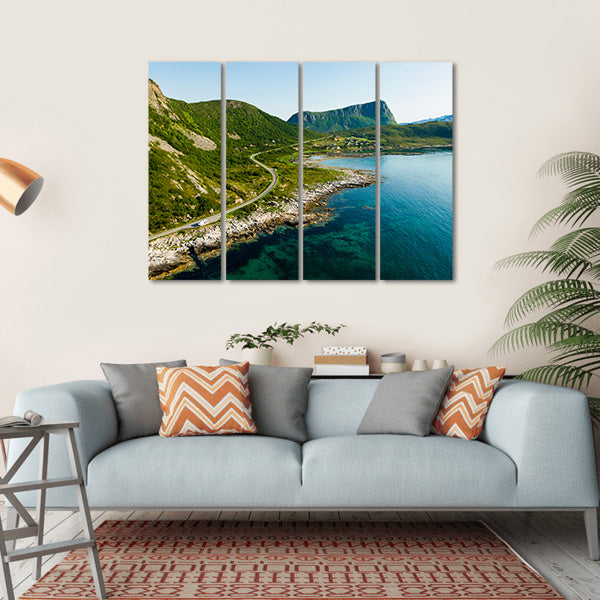 Coast Of Vestvagoy Island Canvas Wall Art-4 Horizontal-Gallery Wrap-34" x 24"-Tiaracle
