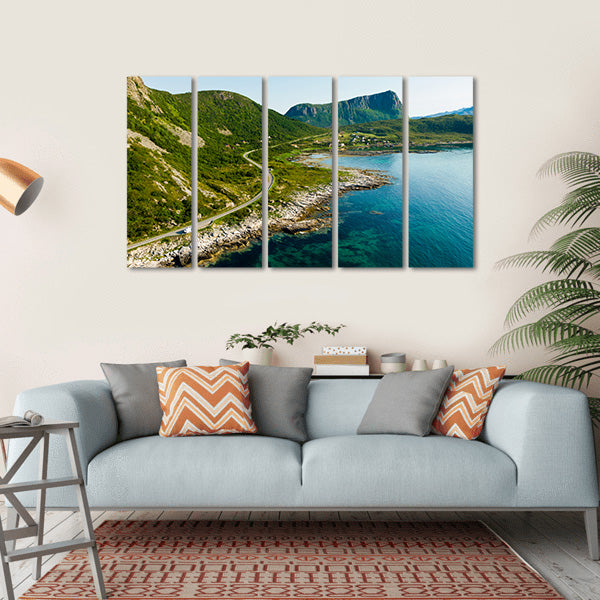 Coast Of Vestvagoy Island Canvas Wall Art-5 Horizontal-Gallery Wrap-22" x 12"-Tiaracle