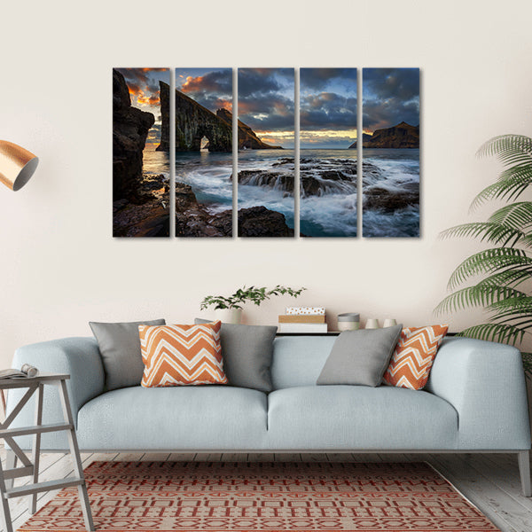 Drangarnir Rocky Arch Canvas Wall Art-5 Horizontal-Gallery Wrap-22" x 12"-Tiaracle