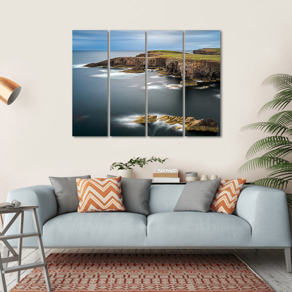 Yesnaby Cliffs With Castle Rock Canvas Wall Art-4 Horizontal-Gallery Wrap-34" x 24"-Tiaracle