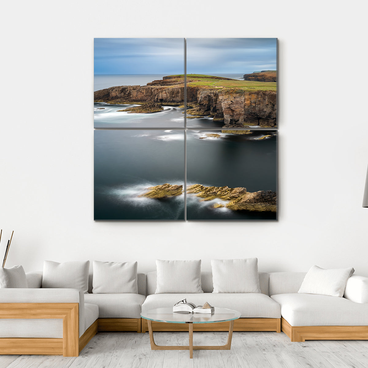 Yesnaby Cliffs With Castle Rock Canvas Wall Art-4 Square-Gallery Wrap-17" x 17"-Tiaracle