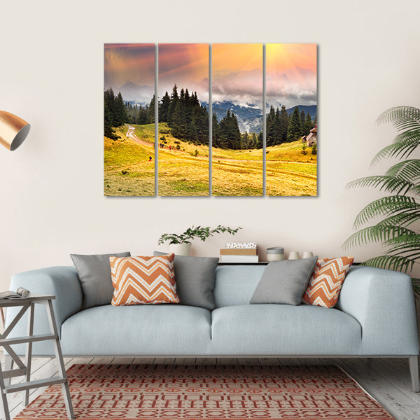 Trekking In The Fall Canvas Wall Art-4 Horizontal-Gallery Wrap-34" x 24"-Tiaracle