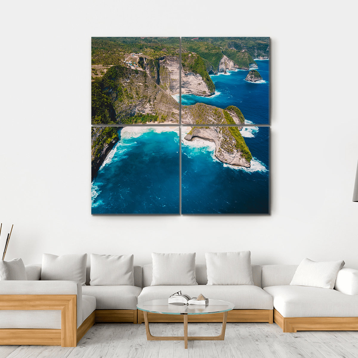 Kelingking Beach Indonesia Canvas Wall Art-4 Square-Gallery Wrap-17" x 17"-Tiaracle