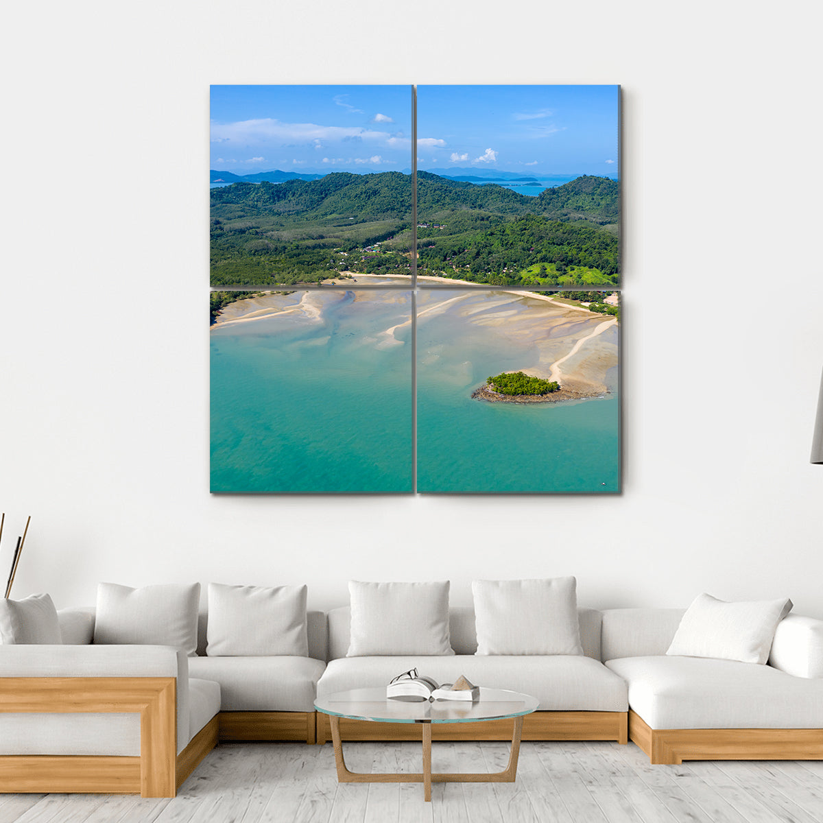 Tropical Island Of Koh Yao Noi In Thailand Canvas Wall Art-4 Square-Gallery Wrap-17" x 17"-Tiaracle
